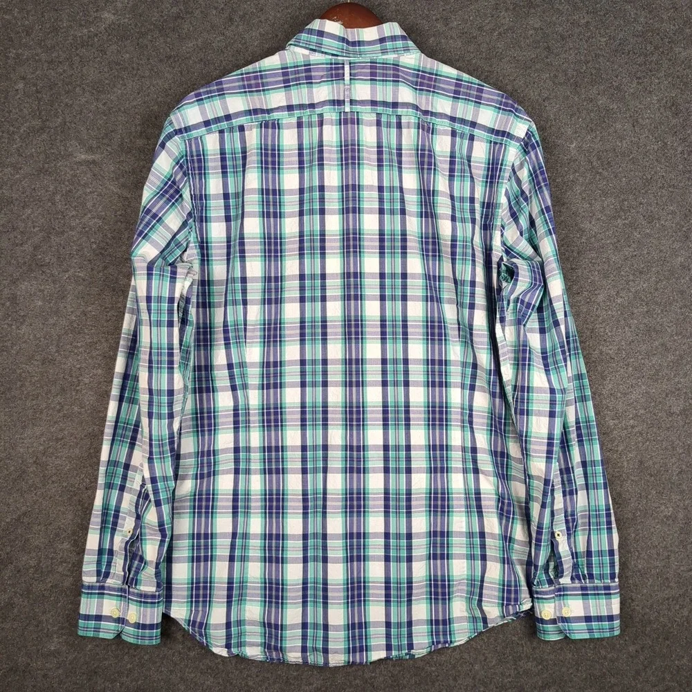 Banana Republic Mens Large Soft Wash Tailored Slim Fit Plaid‎ Button Down Shirt